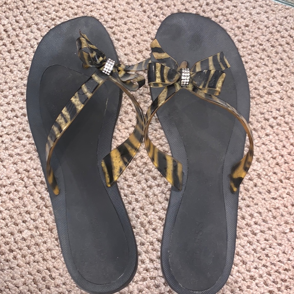 Zebra Guess flip flops